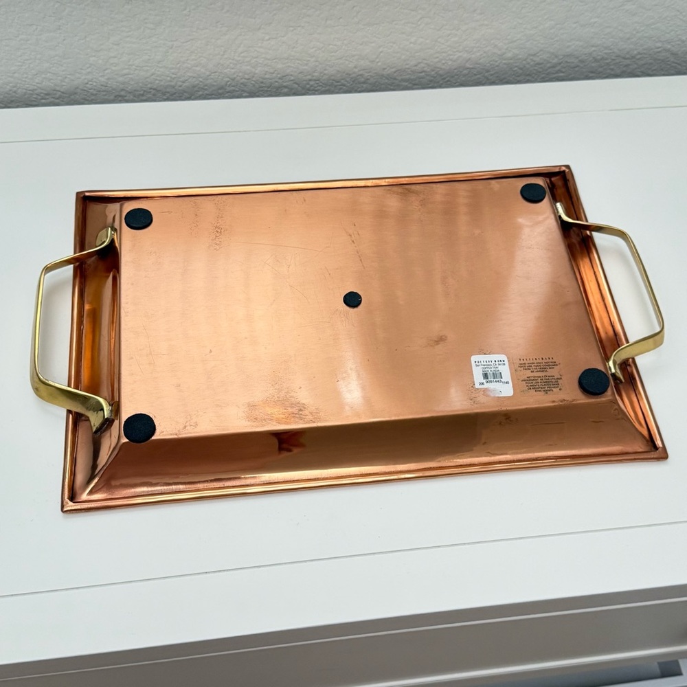 Pottery Barn Copper Tray With Brass Handles - Picture 9 of 11